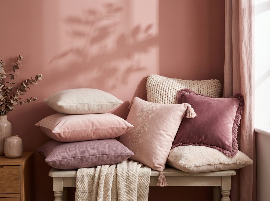 Soft pink cushions
